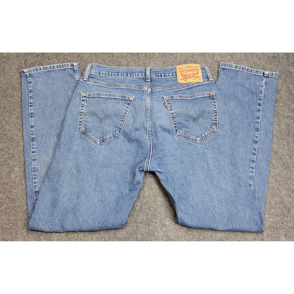 Levis 505 Jeans Mens 34x30 Blue Denim Red Tab‎ Boho Streetwear Grunge Festival